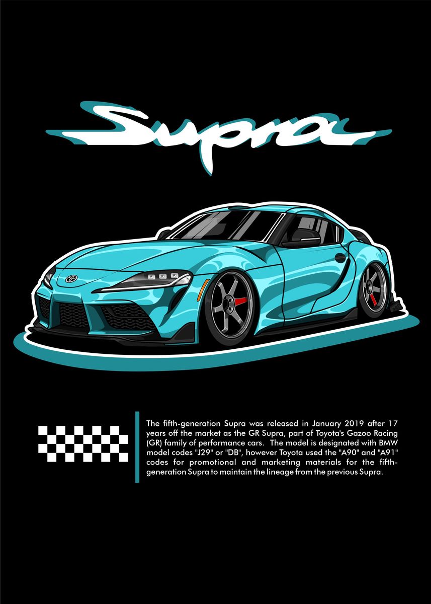 'Toyota Supra A90 Mark V' Poster, picture, metal print, paint by Heru ...