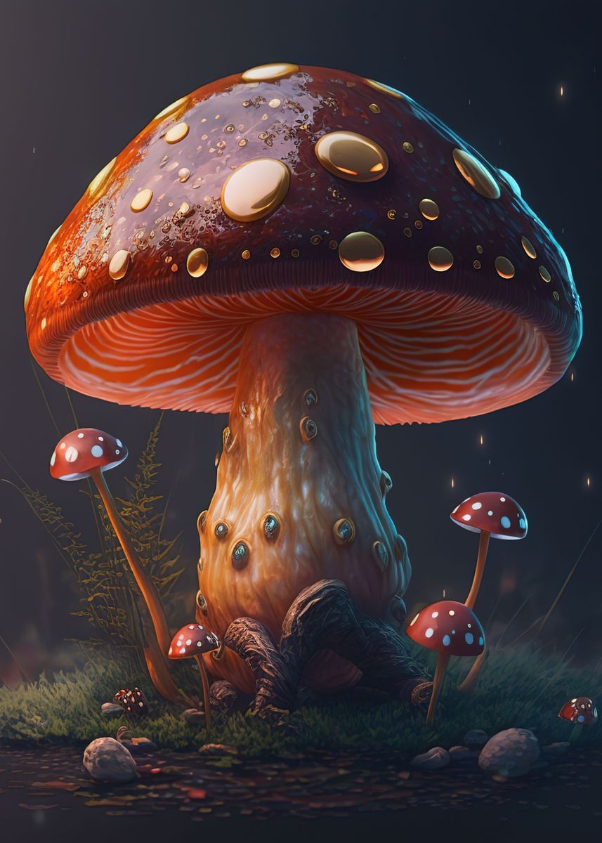 'magic mushrooms' Poster, picture, metal print, paint by Demon Slayer ...