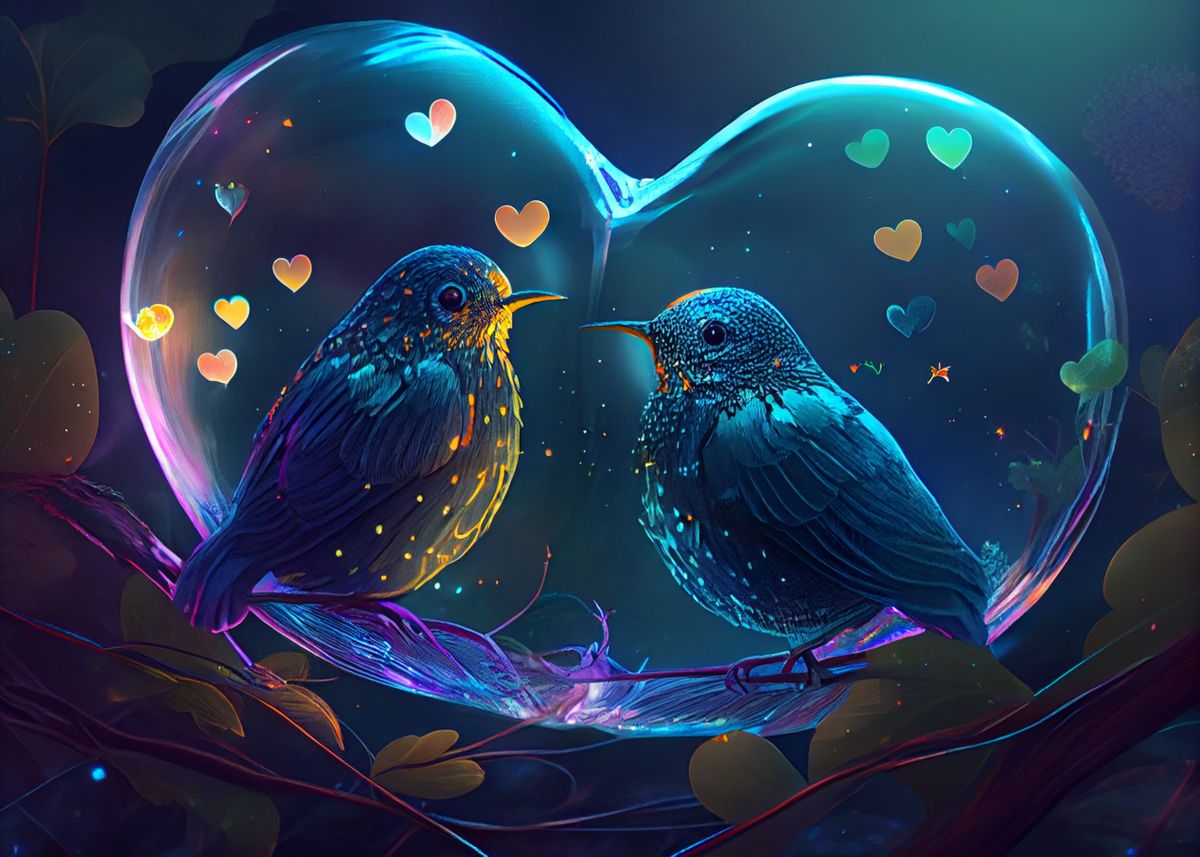 'Birds and bubbles' Poster by Below Horizon Displate