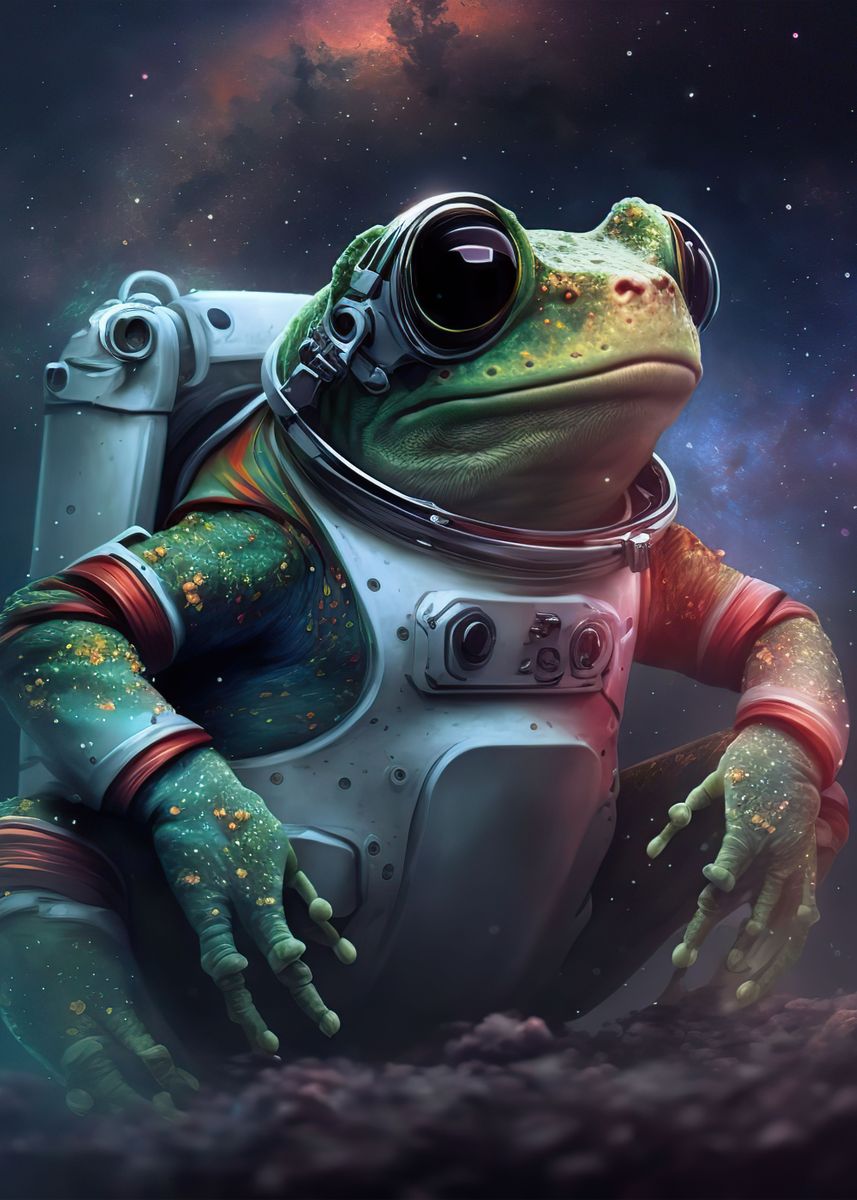 'frog space astronaut' Poster, picture, metal print, paint by Ana ...