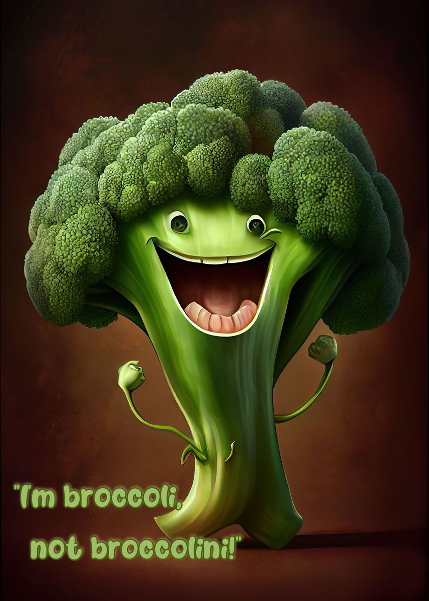 'Funny Broccoli Quote' Poster, picture, metal print, paint by Alexandru