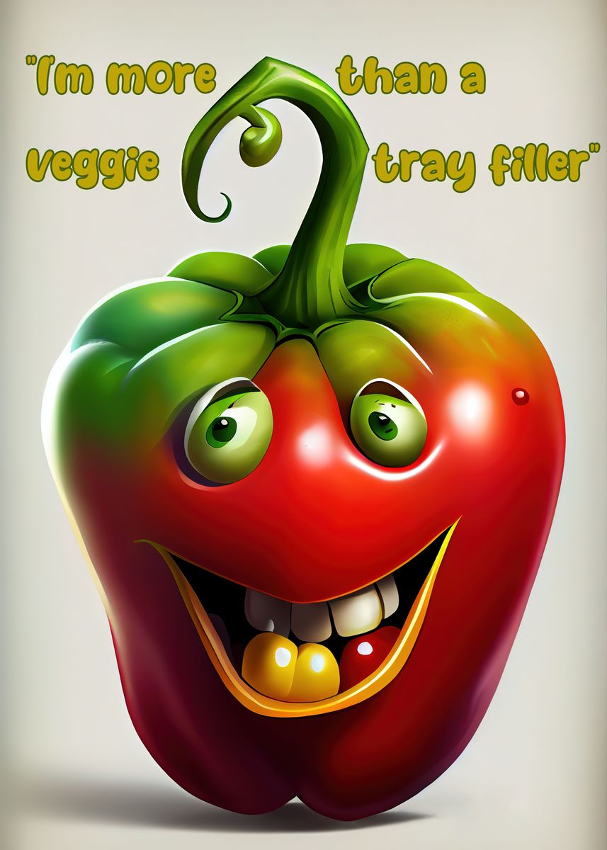 'Funny Bell pepper Quote' Poster, picture, metal print, paint by