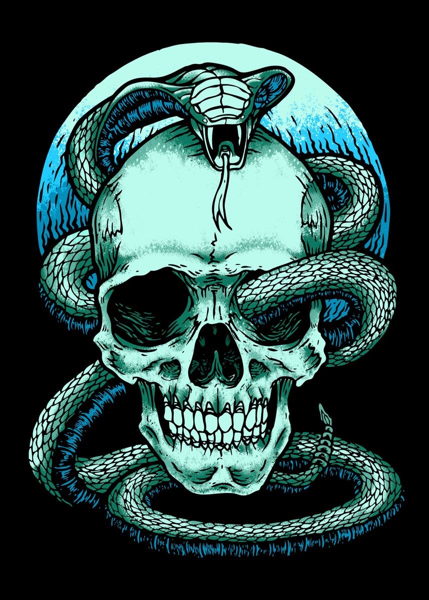 'Rattlesnake Skull' Poster, picture, metal print, paint by Arif Hidayat ...