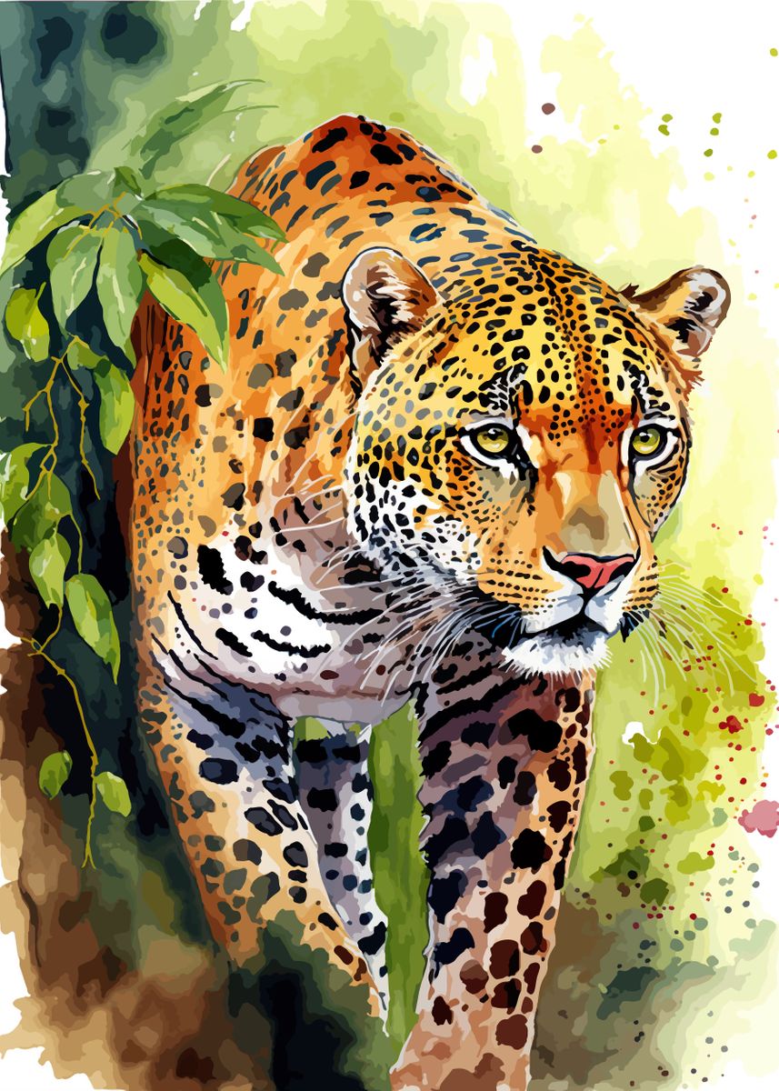 Leopard Watercolor Art' Poster, picture, metal print, paint by Nebranix