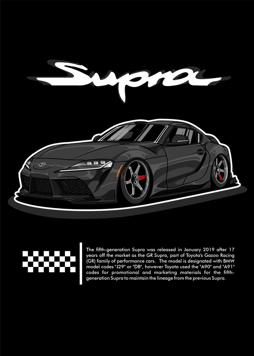 'toyota Supra A90 Mark V' Poster, Picture, Metal Print, Paint By Heru 