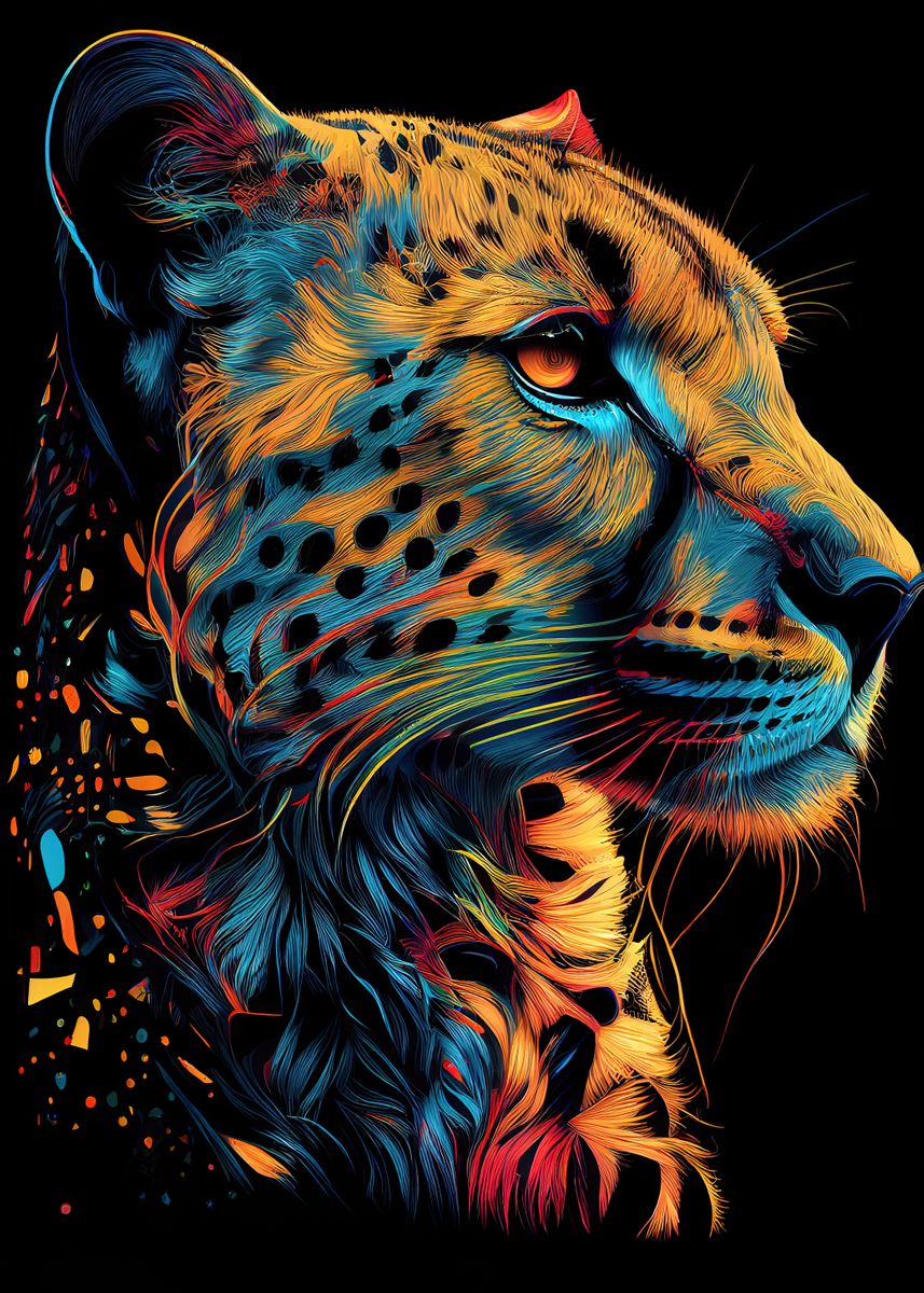 'Colorful Cheetah Animals' Poster, picture, metal print, paint by ...