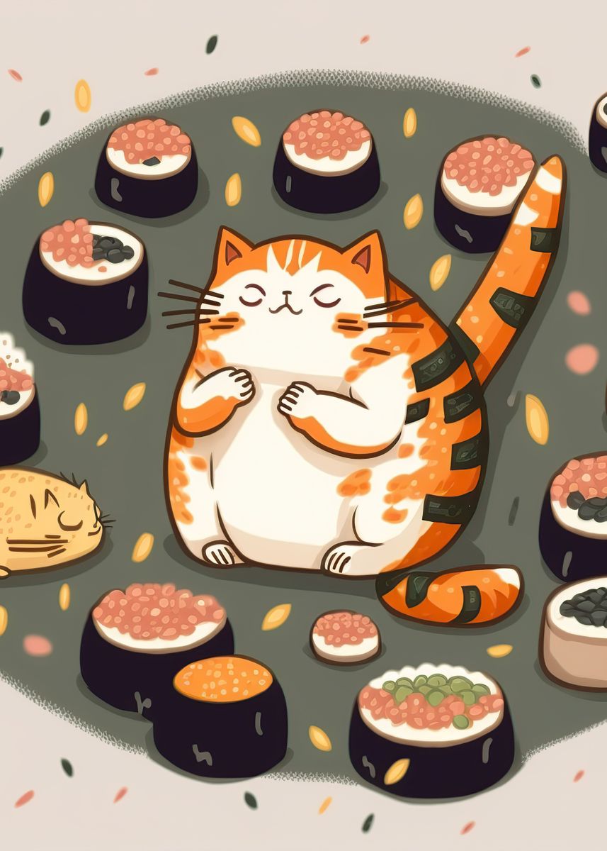 'sushi cat chef japan' Poster by Jordan LeePaine Displate