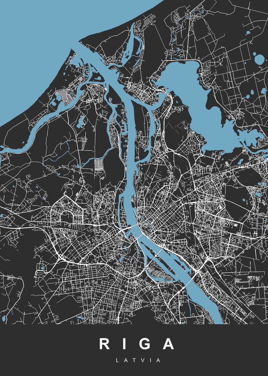 'RIGA LATVIA' Poster, picture, metal print, paint by UrbanMaps | Displate