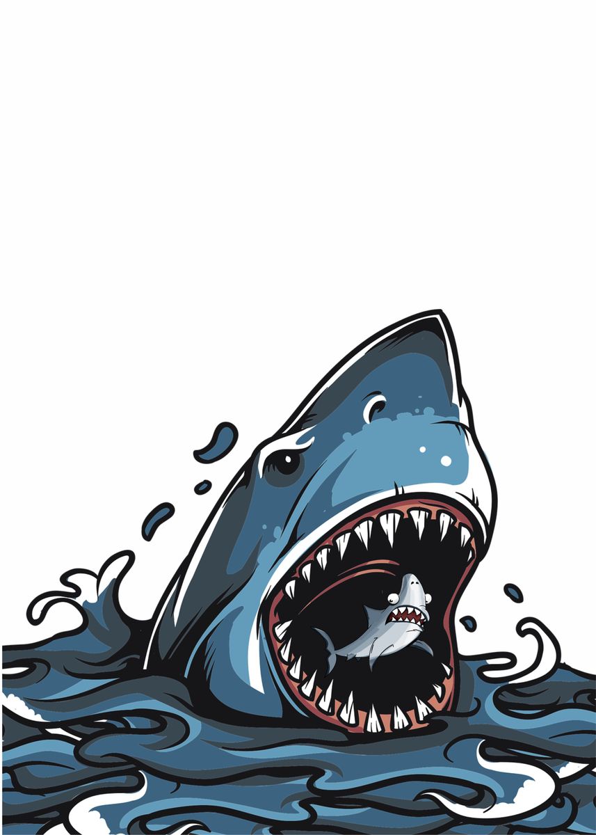 'Shark Jaws Predator Fish' Poster, picture, metal print, paint by