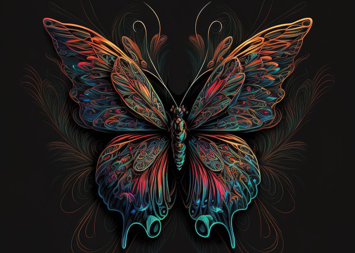 'Butterfly Neon' Poster by Artmatrusa | Displate