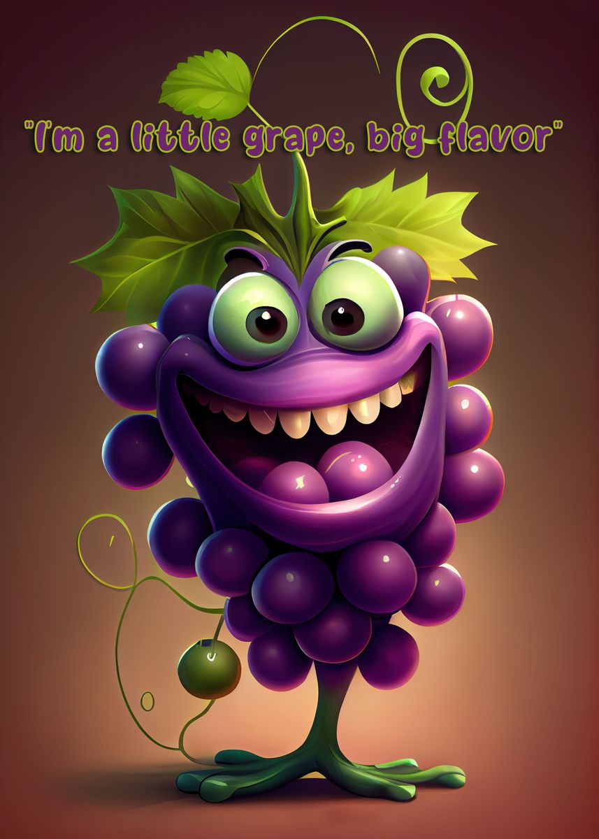 ‘Funny Grape Quotes’ Poster, picture, metal print, paint by Alexandru