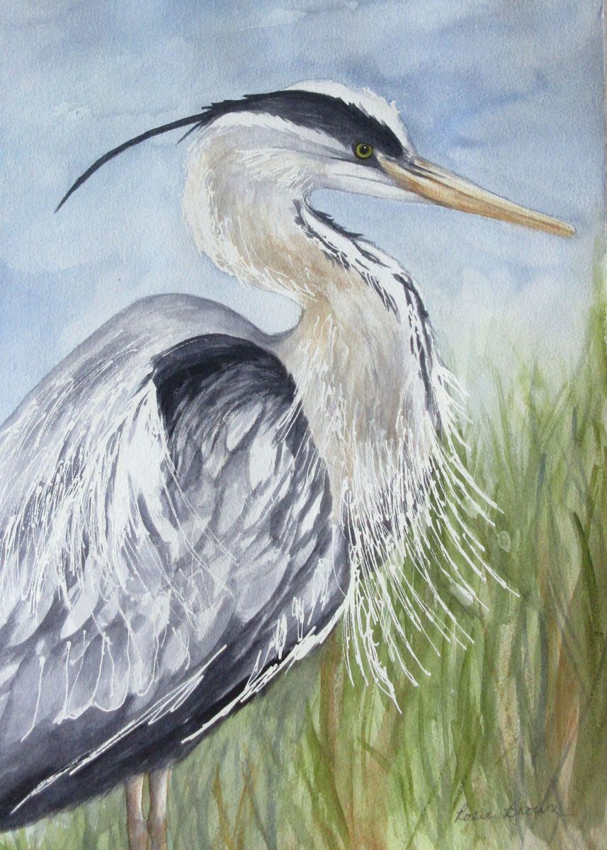 'Blue Heron Watercolor' Poster, picture, metal print, paint by Rosie ...