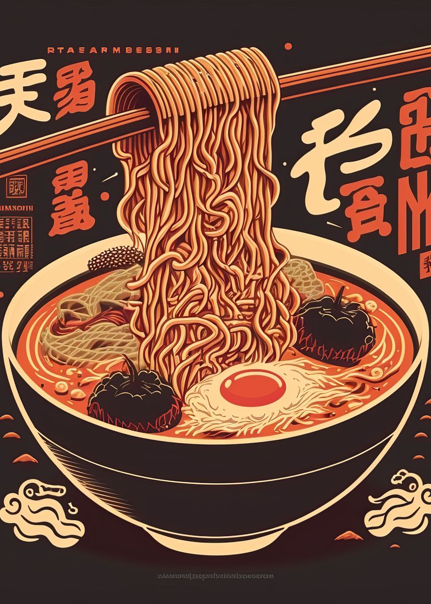 Juspion Eating Ramen Poster