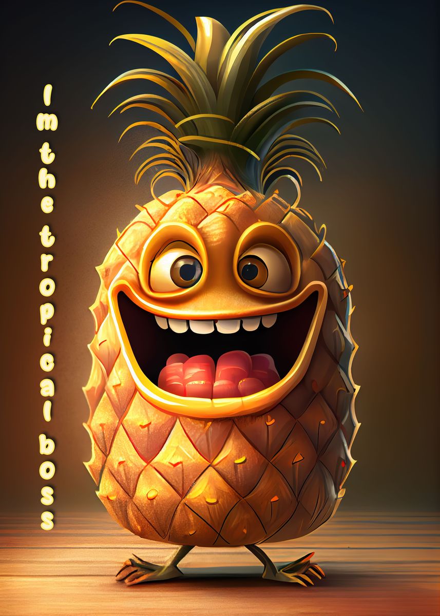 ‘Funny Pineapple Quotes’ Poster, picture, metal print, paint by