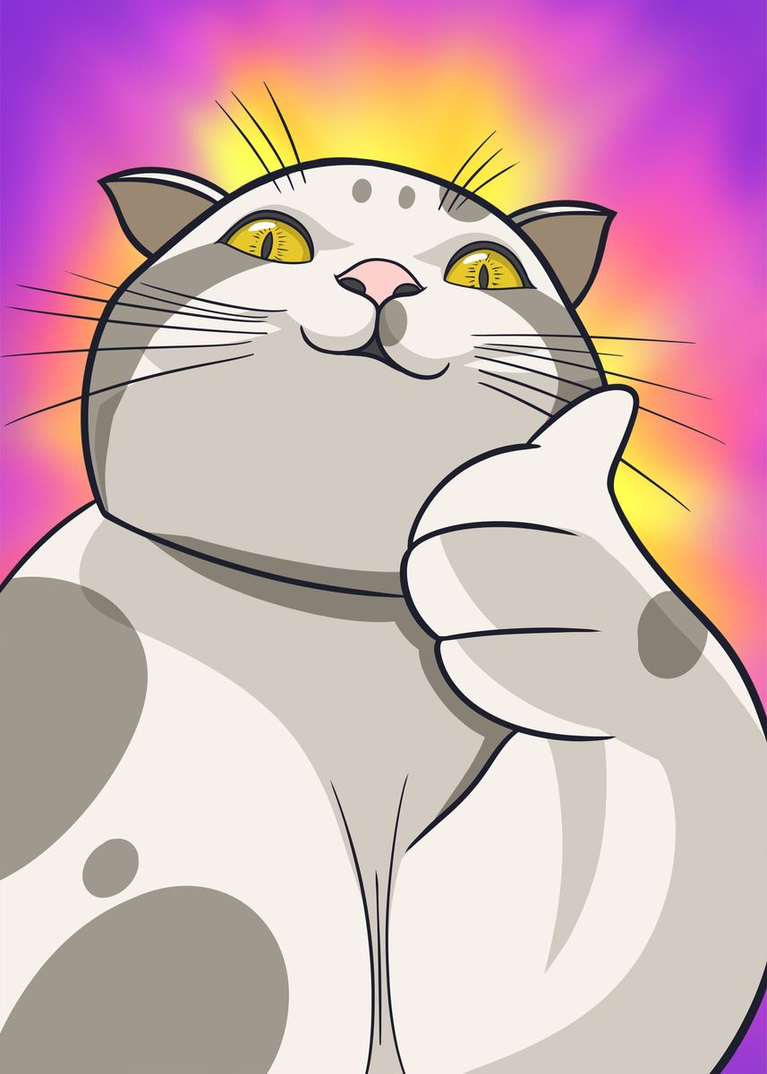 'Cat Ok Popart' Poster, picture, metal print, paint by Qreative Displate