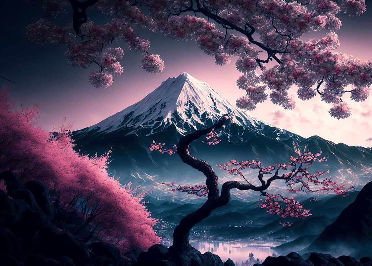 'japanese cherry blossoms' Poster by Desiree Mendez | Displate