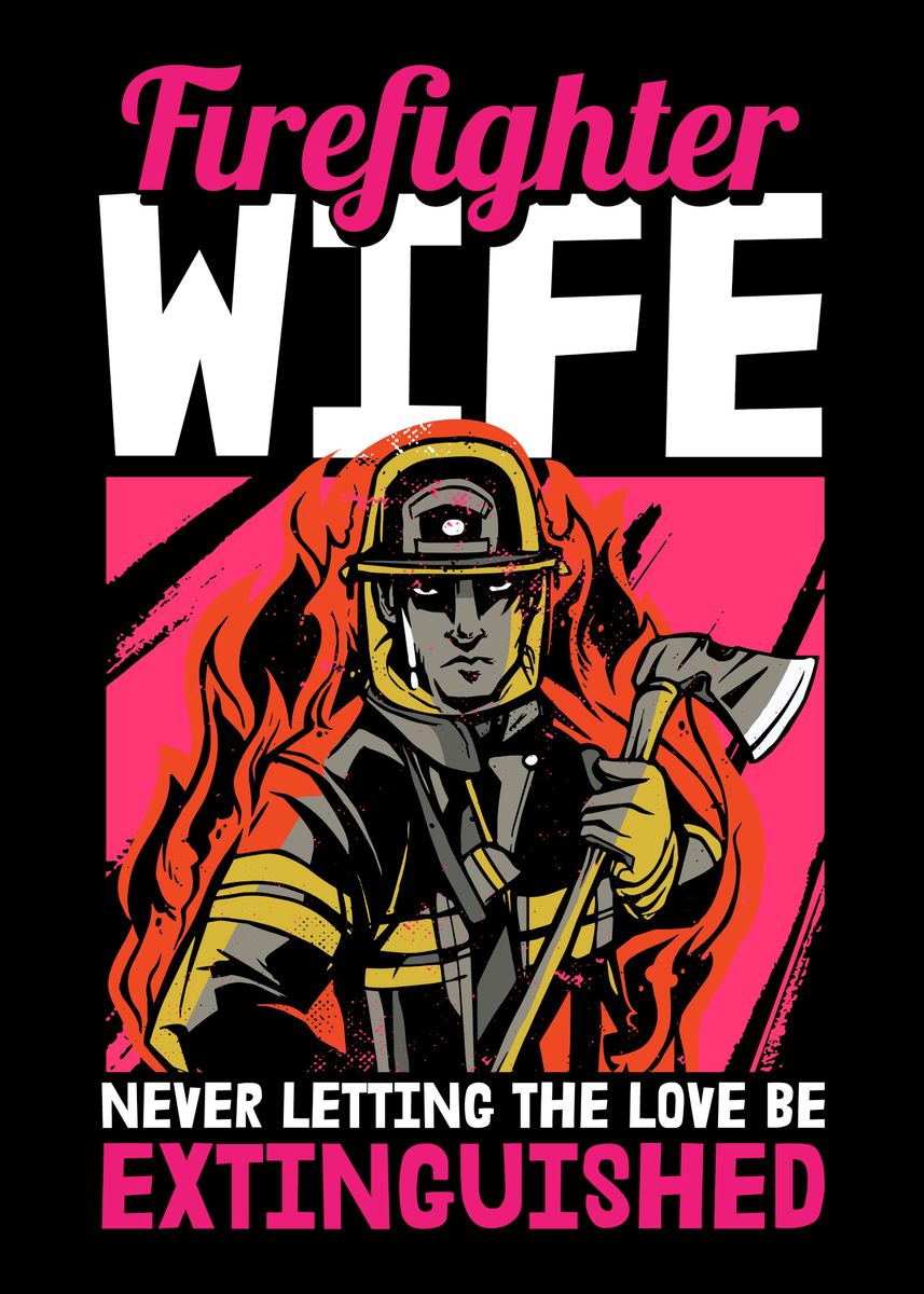 'Firefighter' Poster, picture, metal print, paint by BobbyBubble | Displate