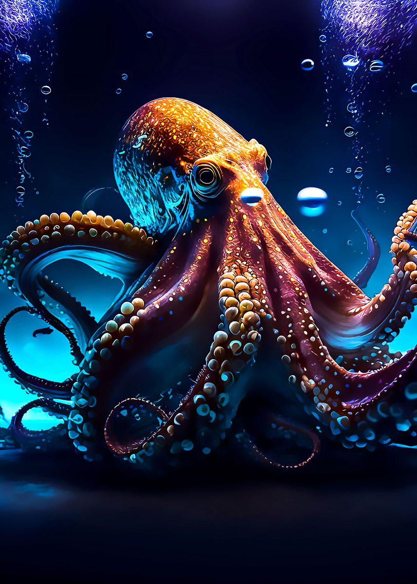 'Octopus' Poster, picture, metal print, paint by minh doan | Displate