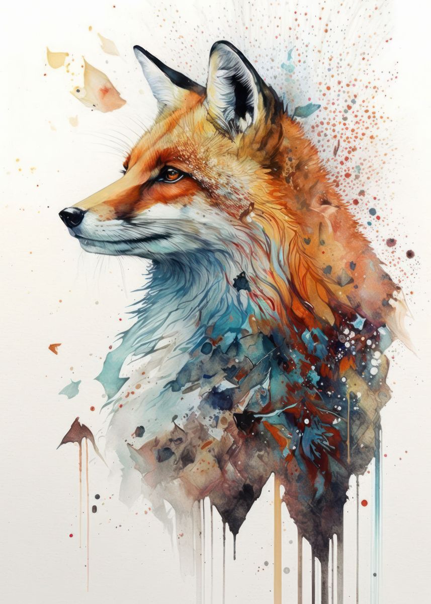 'Fox Watercolor' Poster, picture, metal print, paint by Usama Design ...