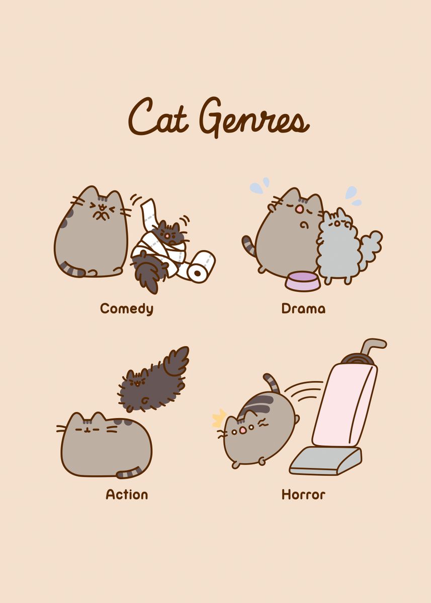 'Cat Genres' Poster by Pusheen The Cat | Displate