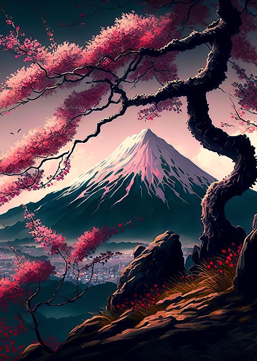 Wall Mural Lonely Samurai - Mountain Landscape, Japanese