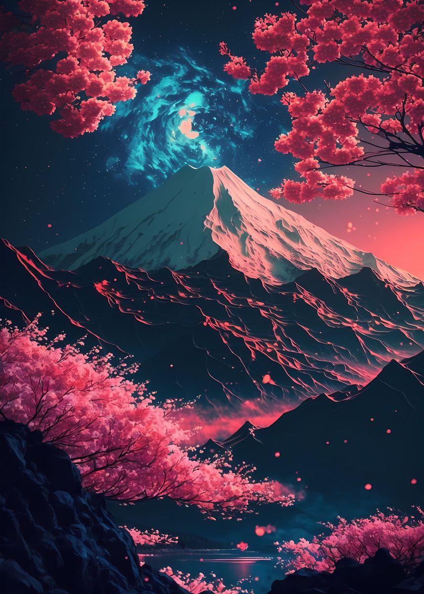 'Cherry Blossom Japan Art' Poster by Jay | Displate
