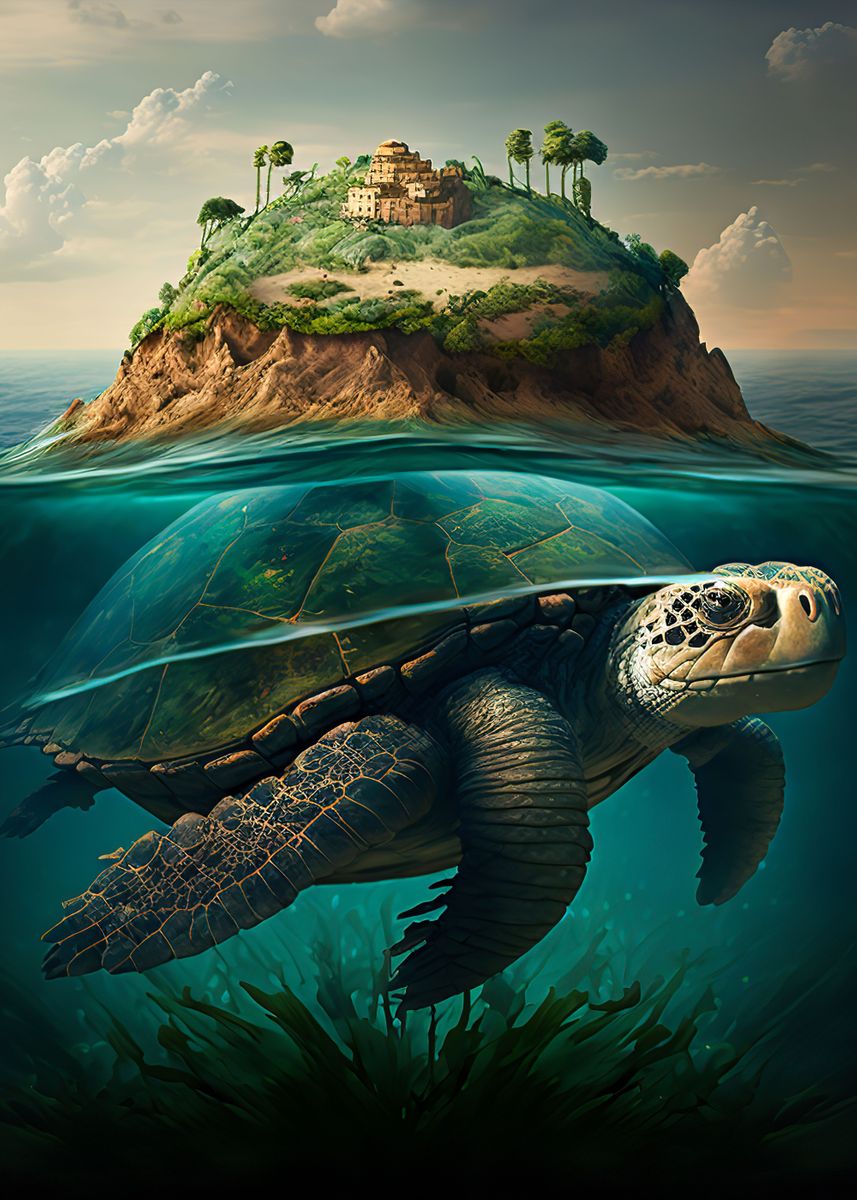 'turtle island ' Poster, picture, metal print, paint by Ana Calvert ...