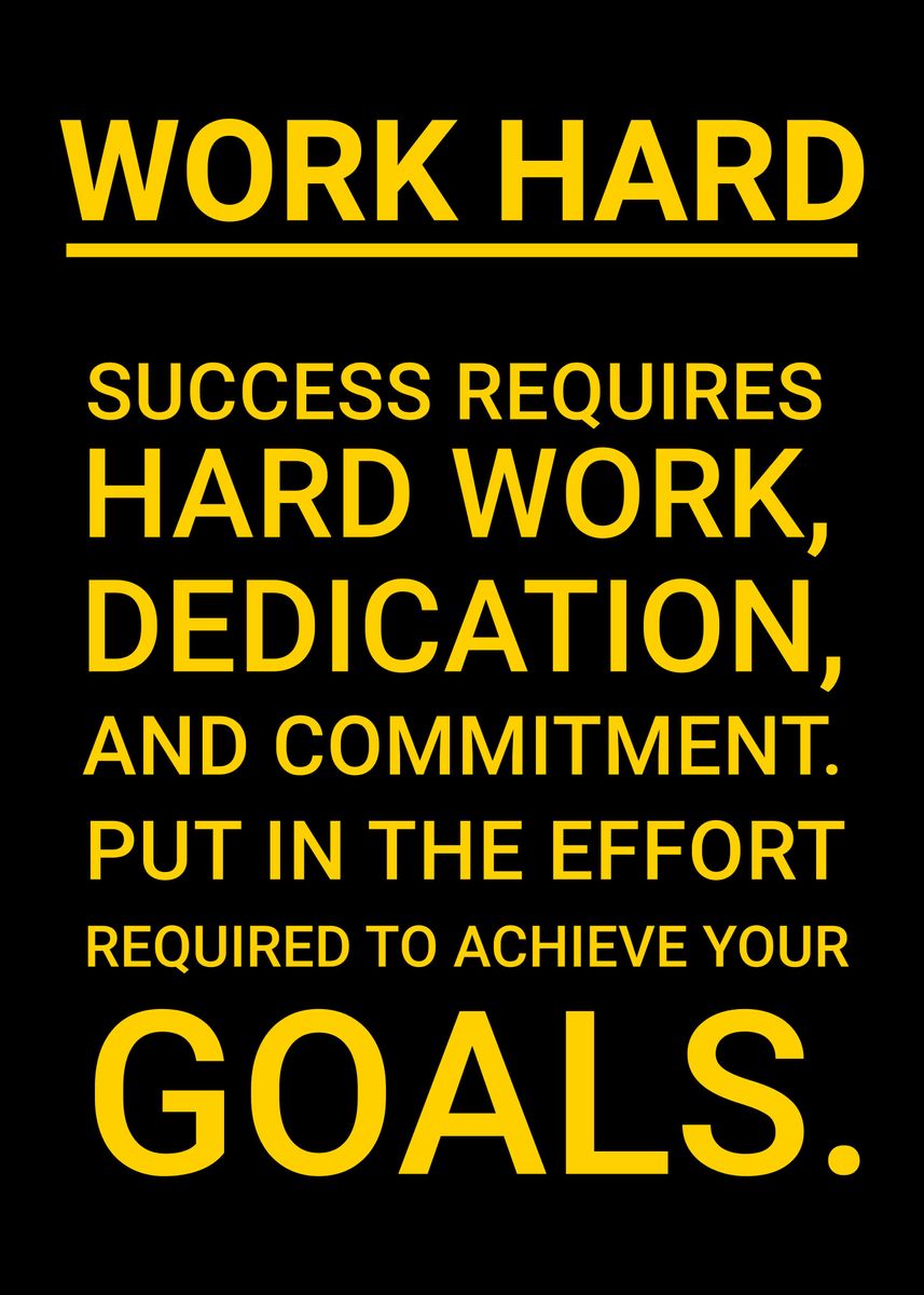  Work Hard Success Quotes Poster Picture Metal Print Paint By 