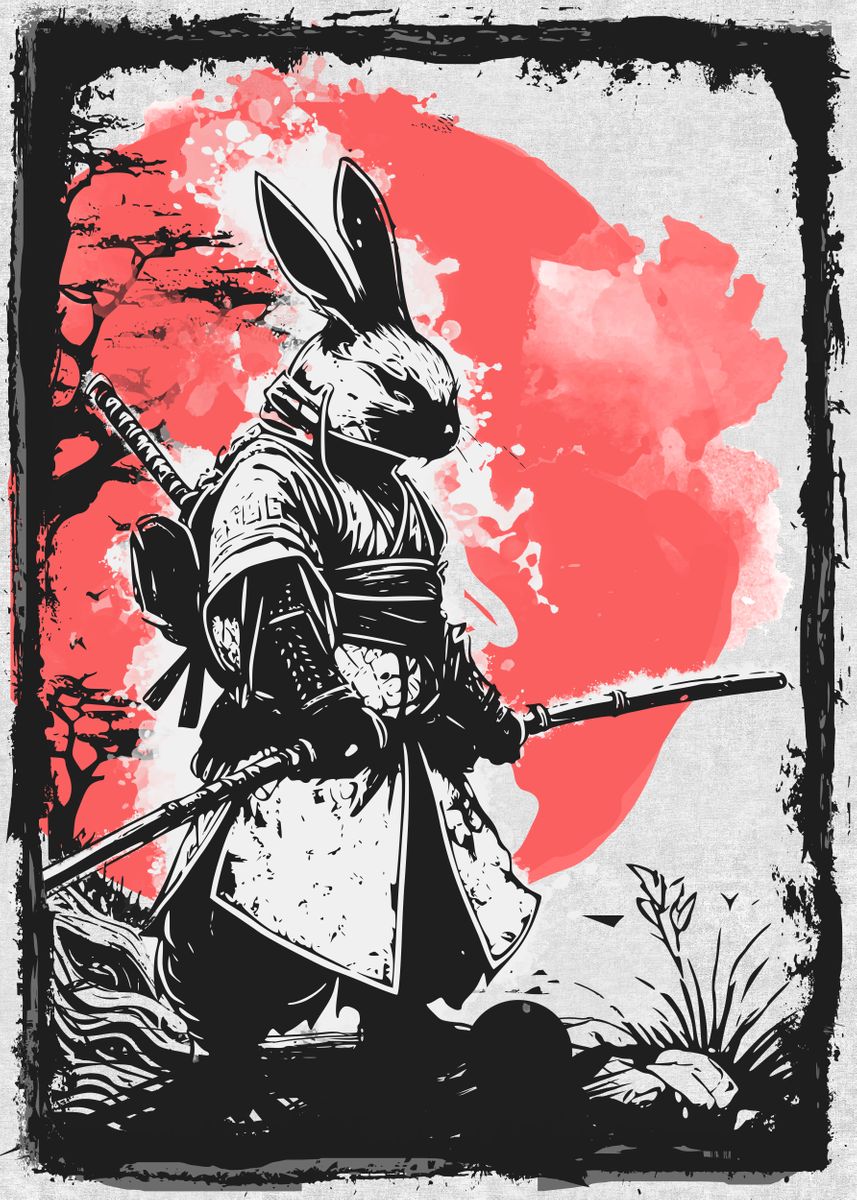 'Rabbit Samurai Killer' Poster, picture, metal print, paint by Ilya ...