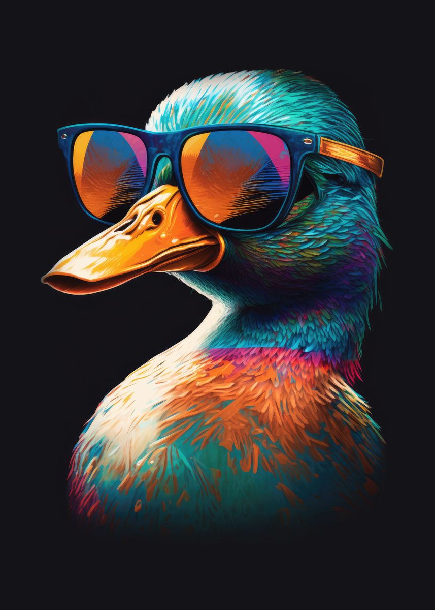 'Sunny Duck Days' Poster, picture, metal print, paint by Mute | Displate