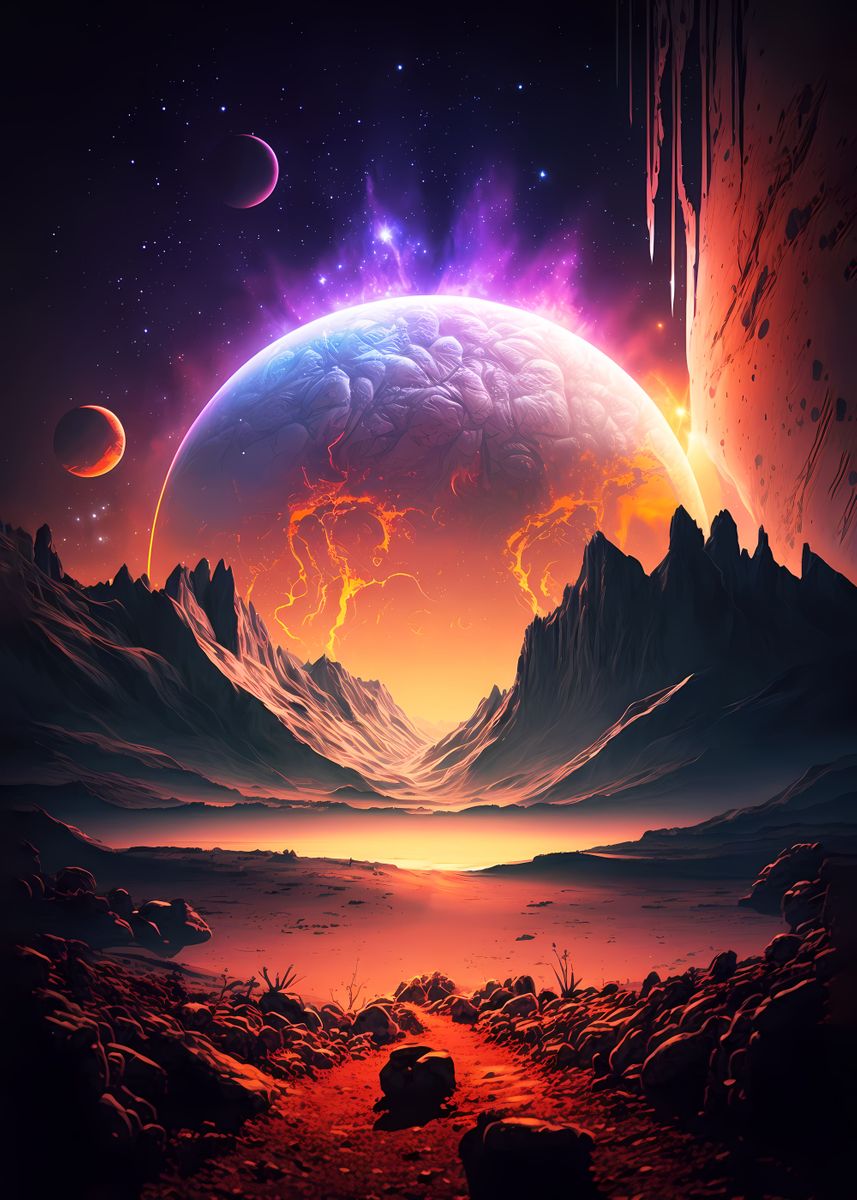 'Cosmic Planet Paradise' Poster, picture, metal print, paint by Luong ...