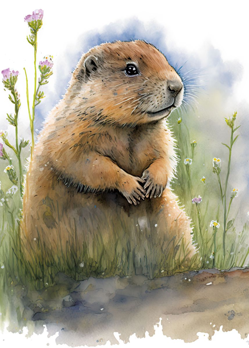 'Watercolor beaver' Poster, picture, metal print, paint by DorthyToy ...