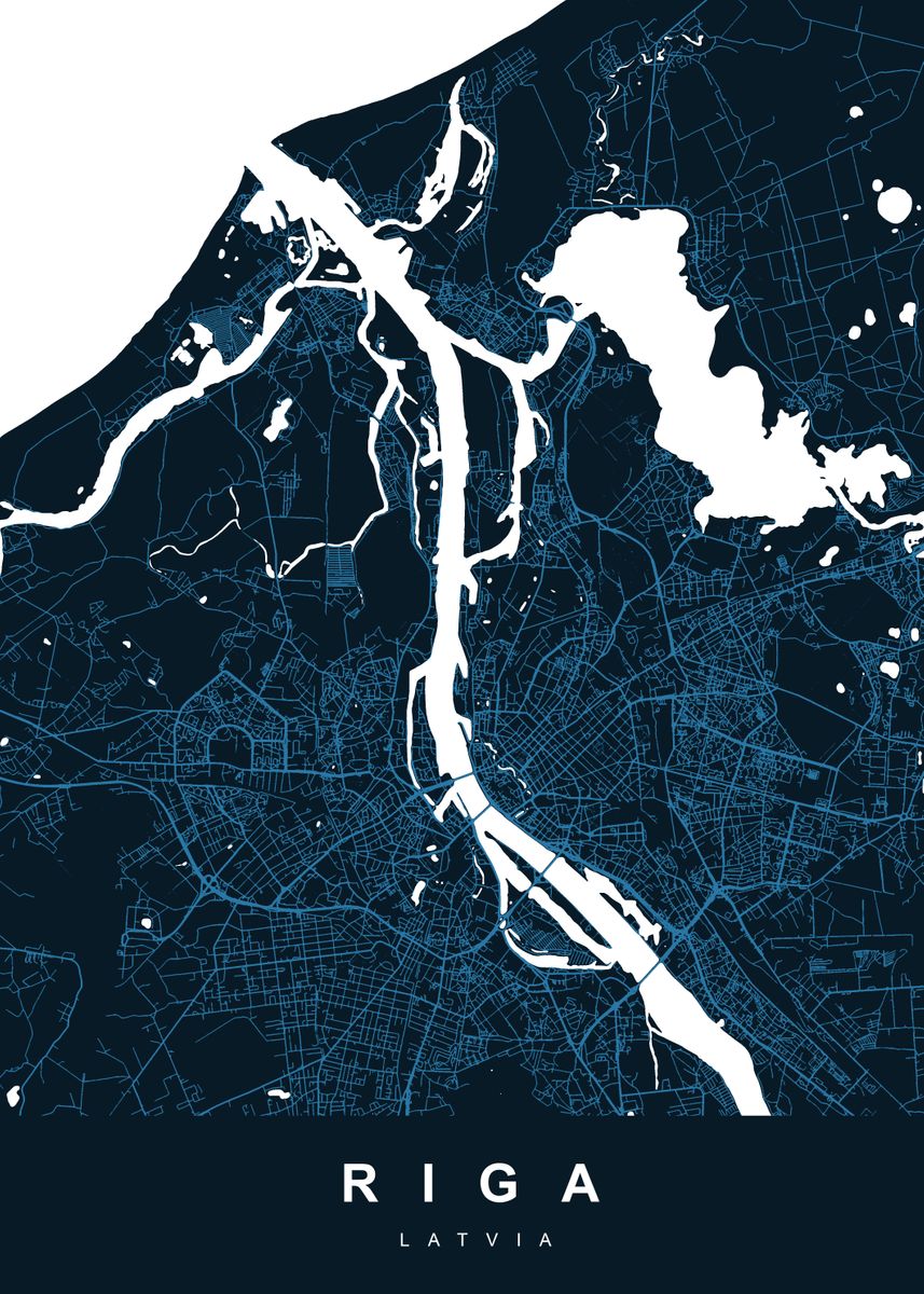 'RIGA LATVIA' Poster, picture, metal print, paint by UrbanMaps | Displate