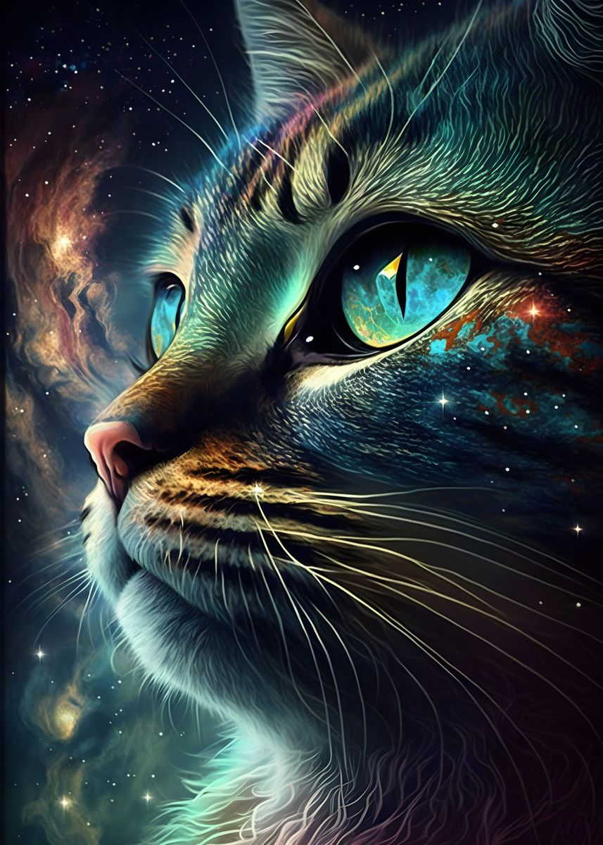 'Interstellar Kitties' Poster, picture, metal print, paint by ...