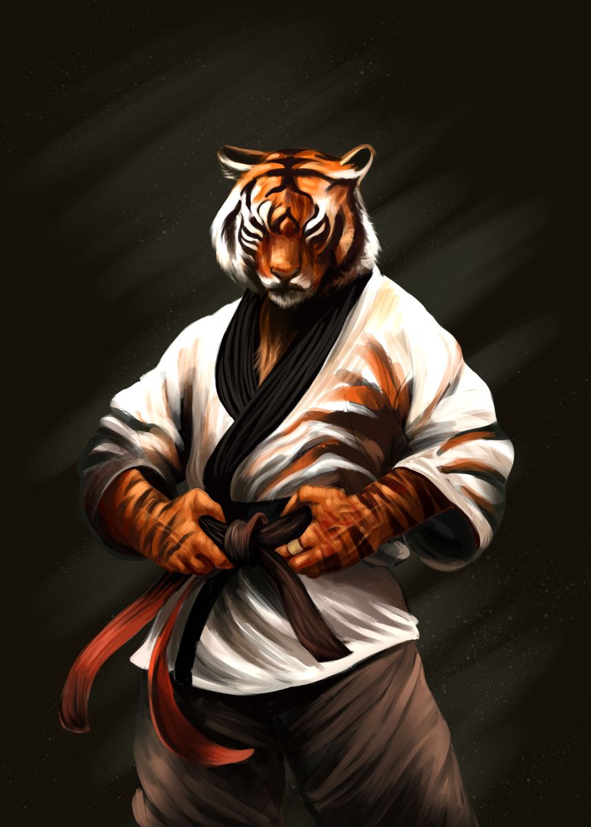 'Tiger Karate' Poster, picture, metal print, paint by Anastasia