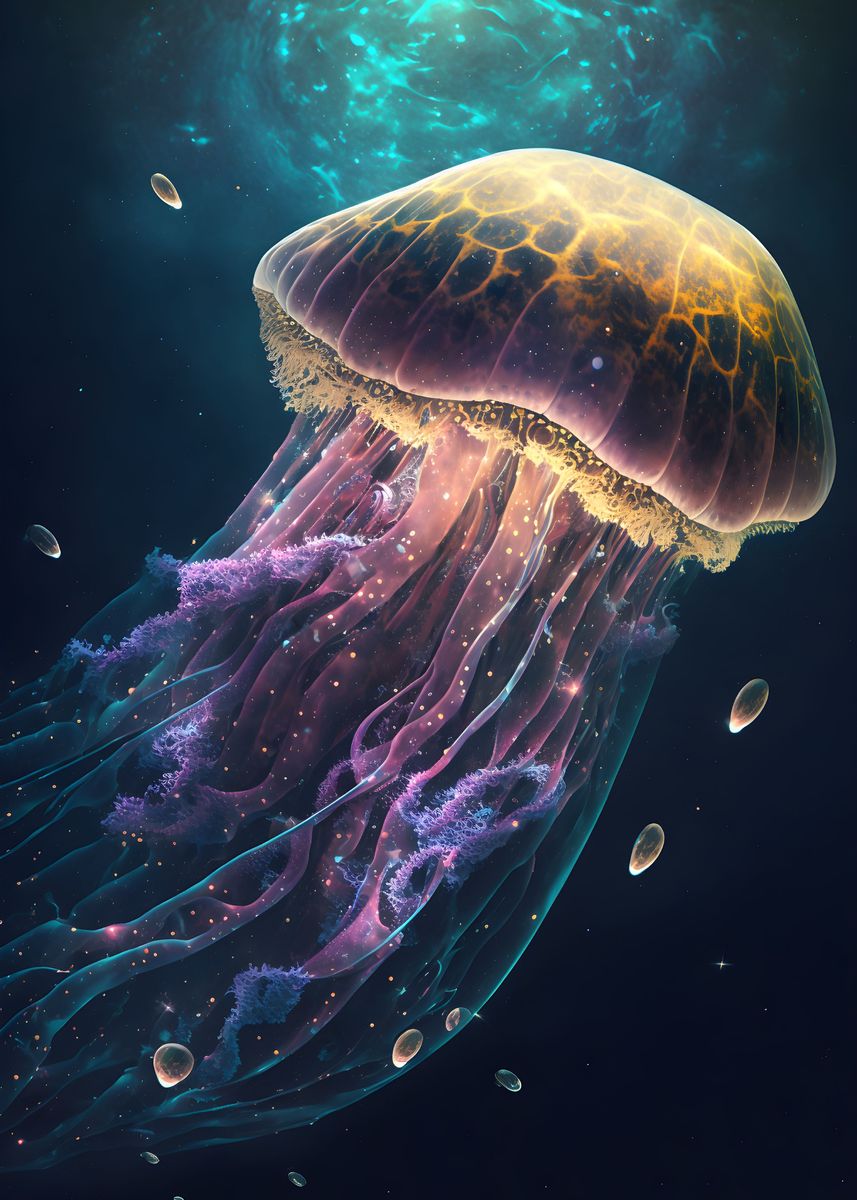 'Galaxy Jellyfish' Poster by Maël Sterlin | Displate