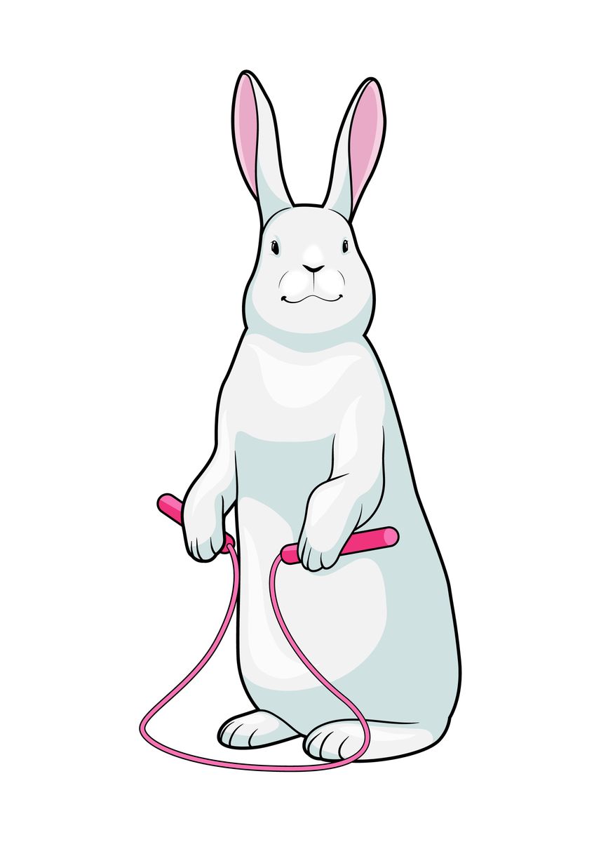 Roping Rabbits 'Rabbit Fitness Rope' Poster by Markus Schnabel | Displate