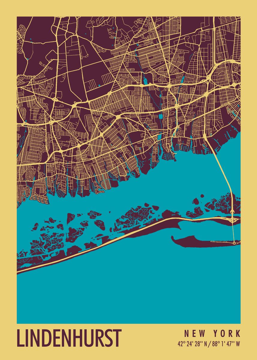 'Lindenhurst' Poster, picture, metal print, paint by Miracle Studio