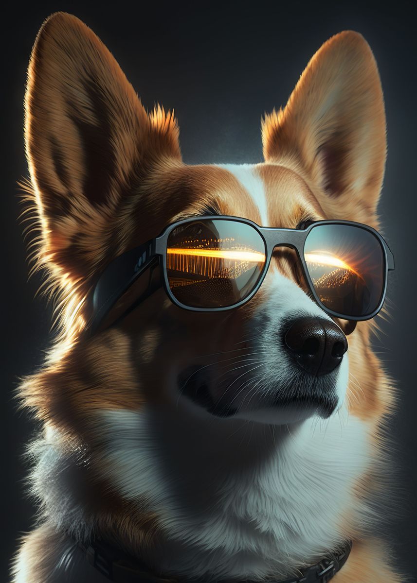 'The Cool Corgi Dog' Poster, picture, metal print, paint by Muntwalt ...