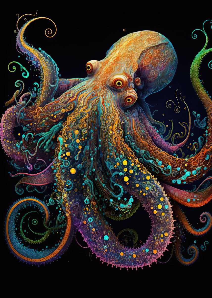 'Colorful Octopus' Poster, picture, metal print, paint by lauren akaety ...