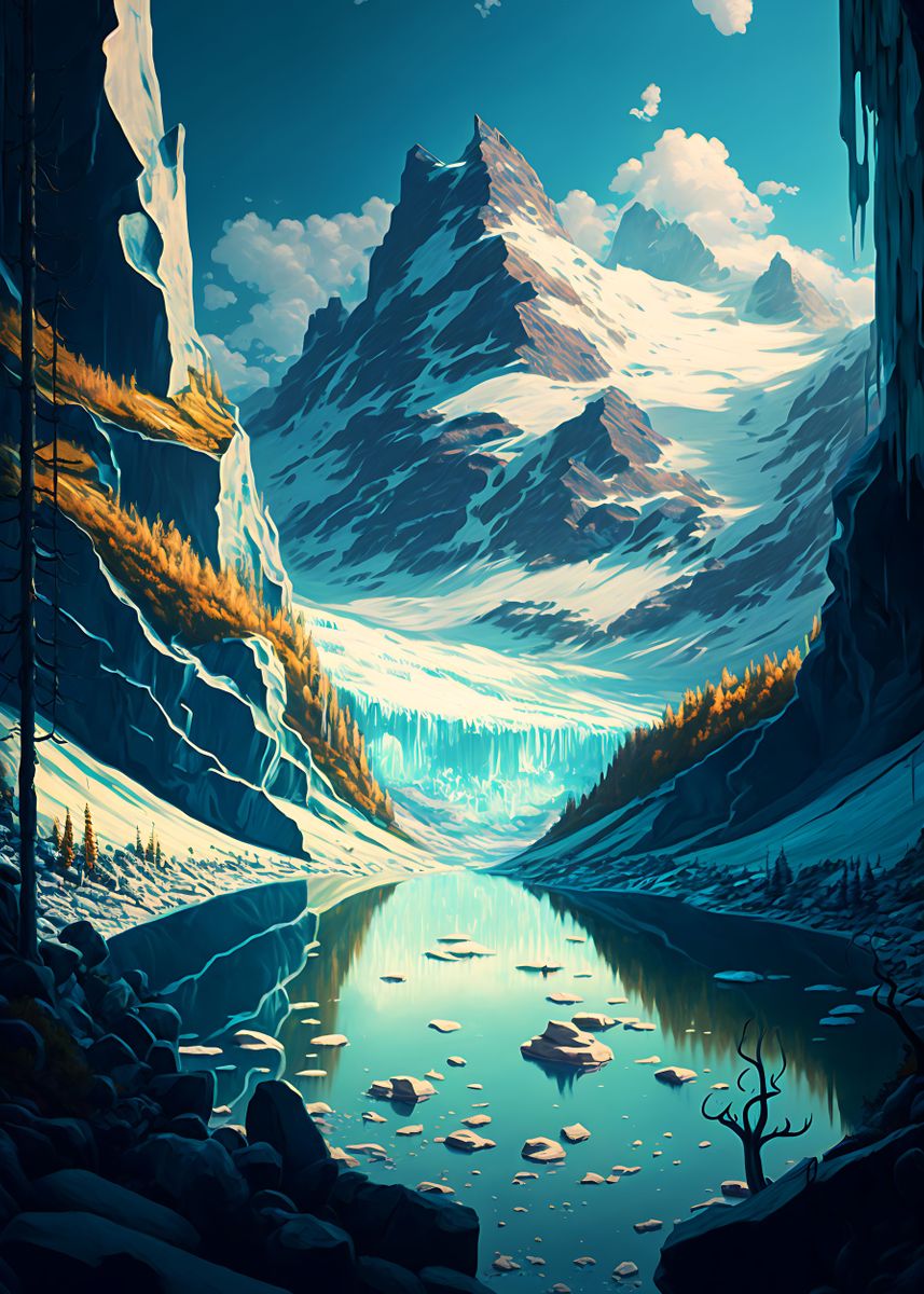 'Glacier Valley' Poster by SideygitArt | Displate