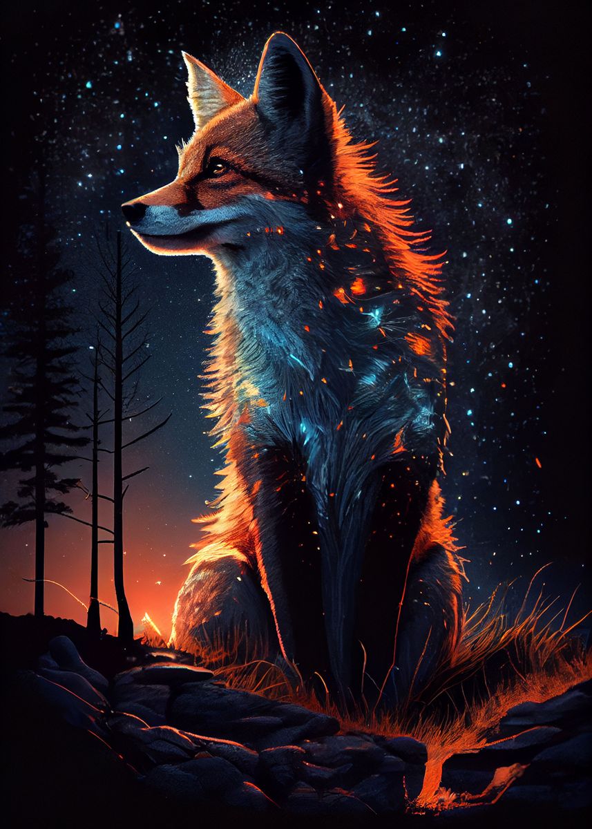 by Lighting\' Fox Poster, print, paint picture, DecoyDesign | Displate metal