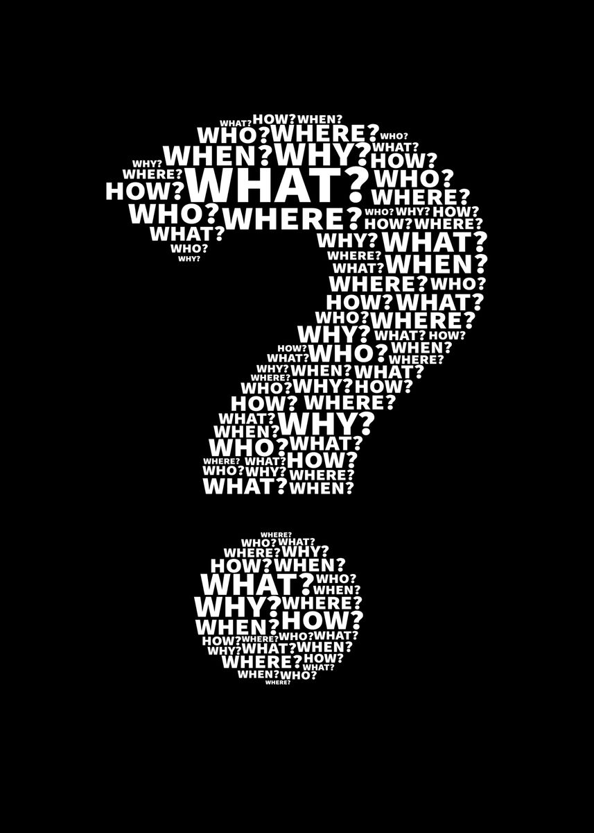 'What Where Who Question' Poster, picture, metal print, paint by Mooon ...