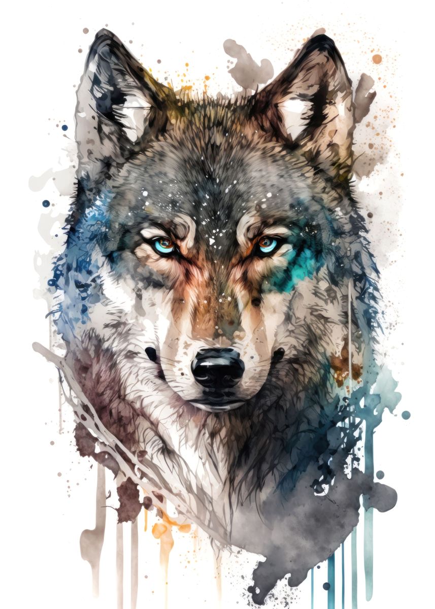 'Wolf in watercolor' Poster, picture, metal print, paint by Volodymyr ...