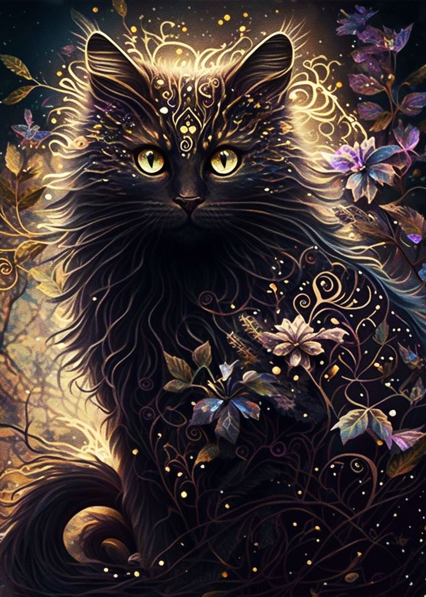 Mystic Cat New Poster Picture Metal Print Paint By Coffee Design Mystic Cat New Poster Picture Metal Print Paint By Coffee Design