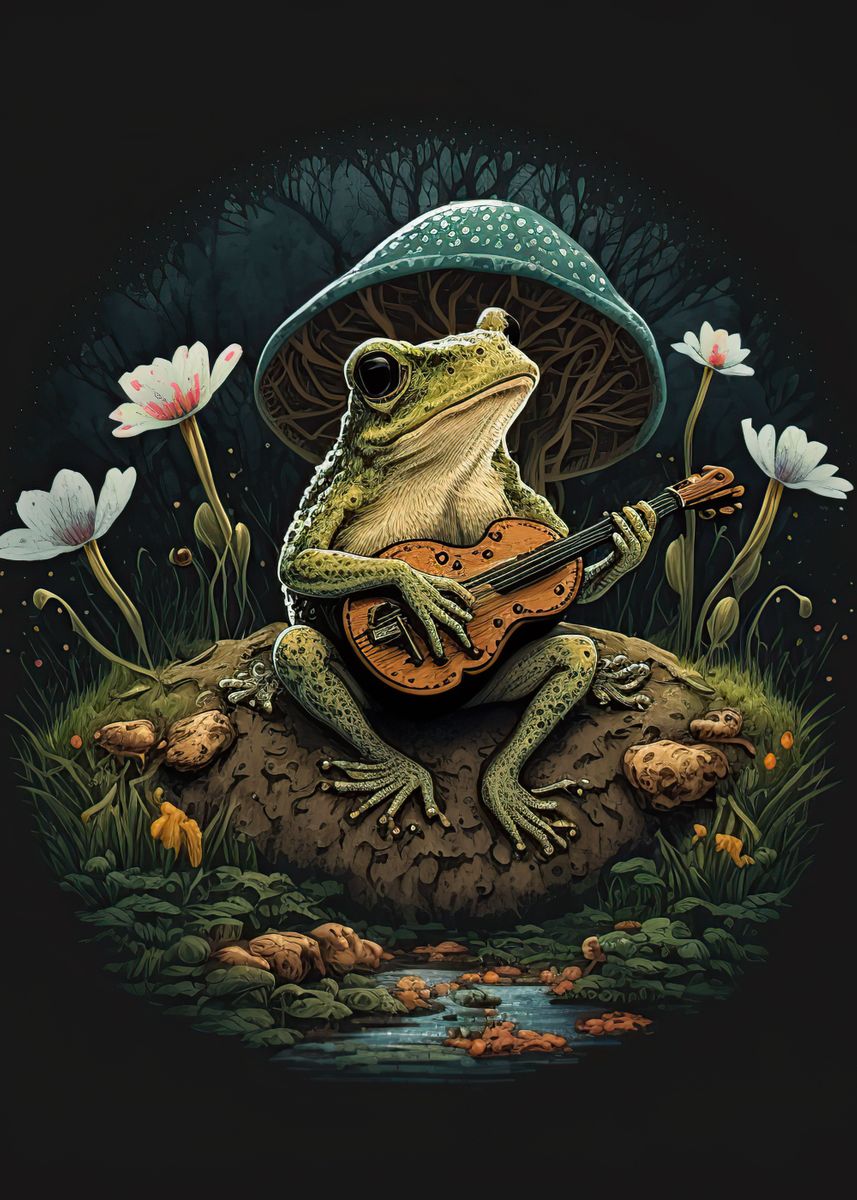'Frog Playing Banjo' Poster by Childs Space Displate