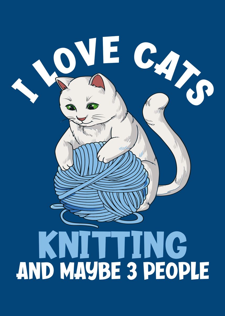 'Cats Knitting And 3 People' Poster by PiolettaArt Displate