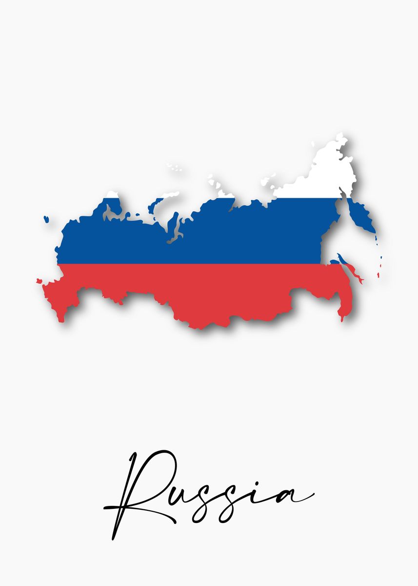 Russia Country Map Flag' Poster, picture, metal print, paint by dkDesign