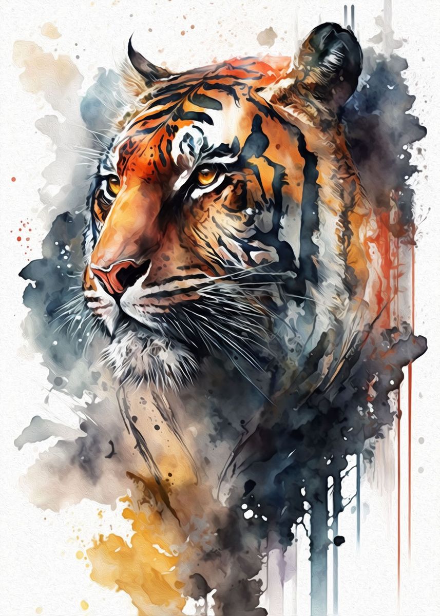 'Tiger' Poster, picture, metal print, paint by Sabiqul Fahmi | Displate