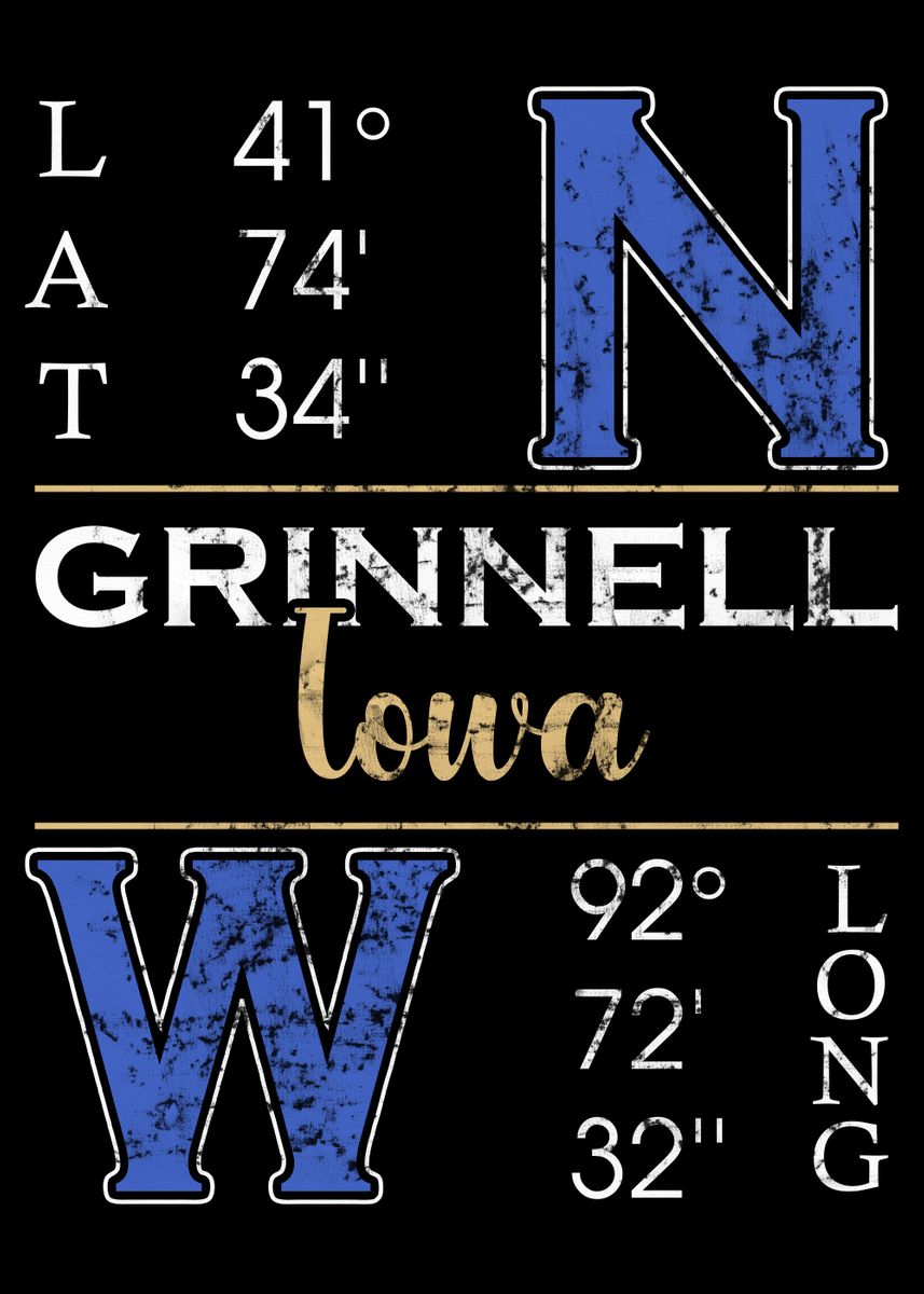 'Grinnell Iowa' Poster, picture, metal print, paint by Celia Steuber